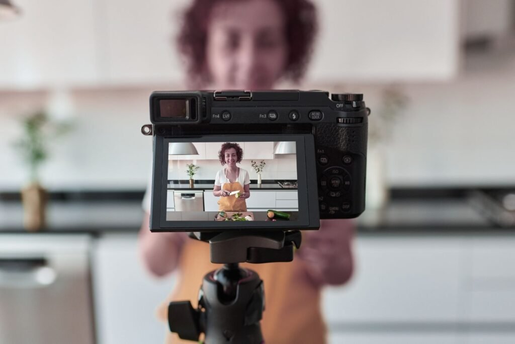 A Woman Creating a Video Content using Her Digital Camera